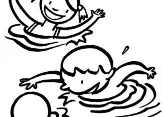 Dibujos para colorear de niños en la piscina