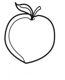Dibujo de un melocotón para imprimir y pintar. Dibujos de frutas