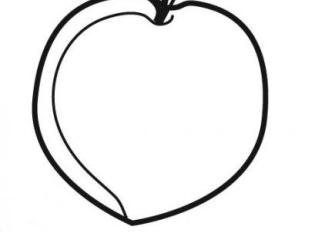 Dibujo de un melocotón para imprimir y pintar. Dibujos de frutas