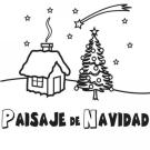 Dibujo de un paisaje de Navidad para colorear con los niños