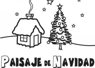 Dibujo de un paisaje de Navidad para colorear con los niños