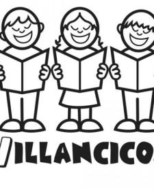 Dibujo de niños cantando villancicos de Navidad