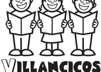 Dibujo de niños cantando villancicos de Navidad