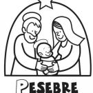 Dibujo del pesebre en Navidad con el Niño Jesús