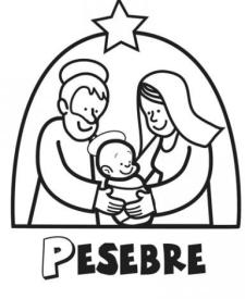 Dibujo del pesebre en Navidad con el Niño Jesús