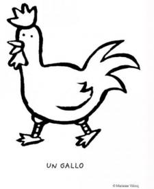 Dibujo de gallo para imprimir y colorear con niños