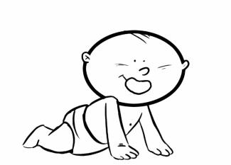 Bebé a gatas. Dibujo infantil para pintar