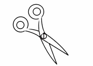 Dibujo para imprimir y colorear de una tijera abierta para niños