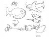 Dibujos de animales marinos para colorear. Fondo marino para pintar