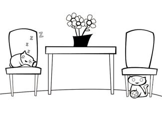 Dibujos para colorear de gatos durmiendo en el salón