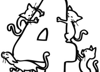 Dibujo infantil para colorear con el número 4. Dibujos de números
