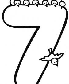 Dibujo del número 7 para colorear. Imágenes gratis de números