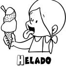 Dibujo para colorear de niña comiendo helado en verano