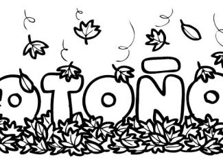 Dibujo de la palabra otoño para colorear con los niños