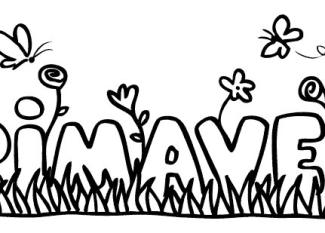 Dibujo de la palabra primavera. Imágenes para colorear