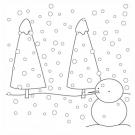 Paisaje con nieve para colorear. Dibujos de Navidad