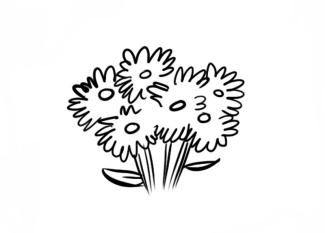 Dibujo de un ramo de flores para que los niños pinten