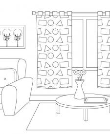 Dibujos para pintar de habitaciones de la casa: sala de estar