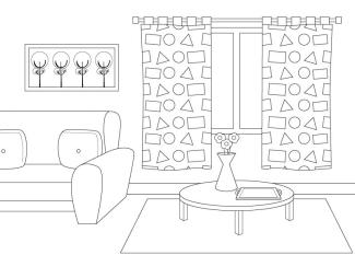 Dibujos para pintar de habitaciones de la casa: sala de estar