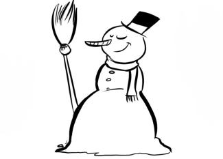 Muñeco de nieve con escoba y sombrero para pintar