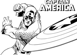 Dibujos del superhéroe Capitán América para imprimir y colorear