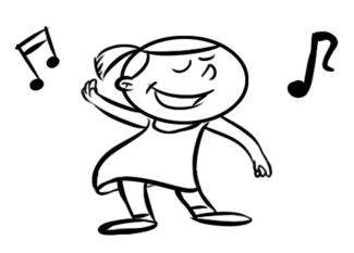Dibujo de niña bailando para colorear con los niños