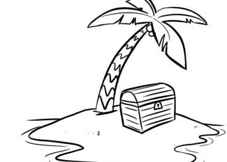 Dibujo de la Isla del tesoro para imprimir y colorear. Dibujos de cuento