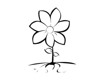 Dibujos de primavera para pintar. Flor de seis pétalos para los niños