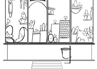 Dibujos para pintar de tiendas: escaparate de panadería