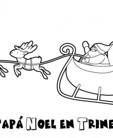 Dibujo de Papá Noel en su trineo para los niños