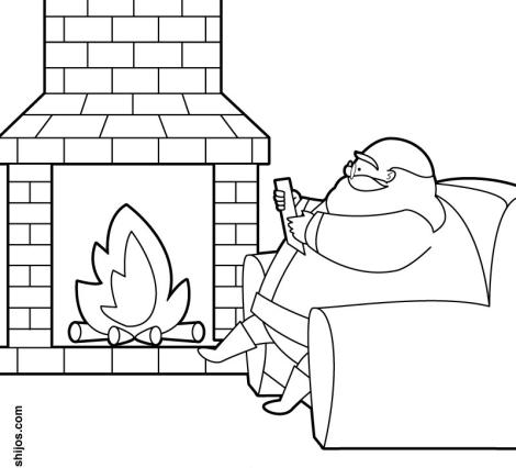 Papá Noel leyendo cartas de niños. Dibujos de Navidad