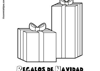 Dibujo infantil de regalos de Navidad para imprimir y pintar