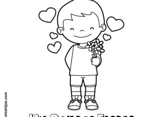 Dibujo de un niño enamorado para pintar con tus hijos