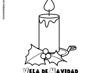 Dibujo de vela con acebo de Navidad