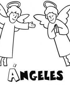 Dibujo de dos ángeles para colorear con los niños