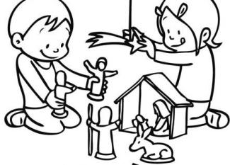 Imagen infantil para pintar del Belén de Navidad