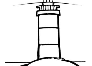 Dibujo para imprimir y colorear de un faro encendido para niños