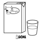 Dibujo para imprimir y colorear de un cartón de leche y un vaso