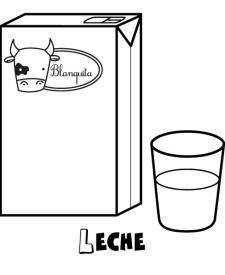 Dibujo para imprimir y colorear de un cartón de leche y un vaso