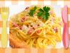 Espaguetis a la carbonara. Receta de pasta para niños