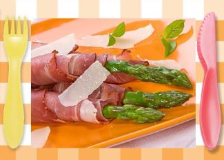 Rollitos de jamón con espárragos, entrante rápido para niños