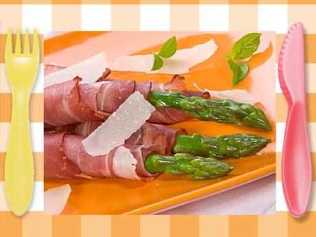 Rollitos de jamón con espárragos, entrante rápido para niños