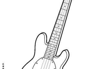 Dibujo de un bajo eléctrico para imprimir y colorear