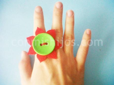 Anillo flor. Manualidades de complementos para niñas