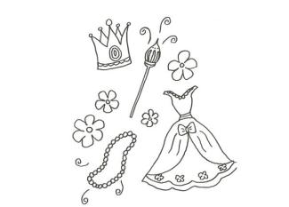 Dibujo para pintar con niños de un traje de princesa