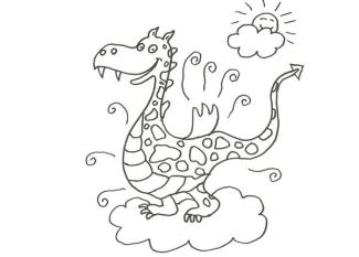 Dibujo de un dragón de cuento para colorear con los niños