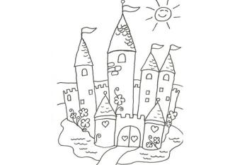 Dibujo para pintar con niños de un castillo