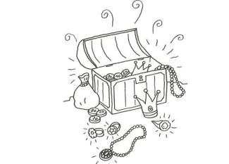 Dibujo de un tesoro de cuento para pintar con niños