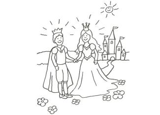 Dibujo para pintar con niños de príncipes enamorados