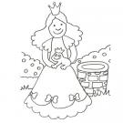 Dibujo de princesa y sapo encantado para colorear con los niños